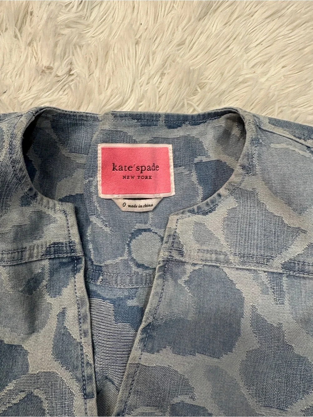 Kate Spade Abstract Peony Denim Floral Fit and Flare Dress